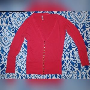 Glory Story. Size Lg. Pink Button Cardigan.